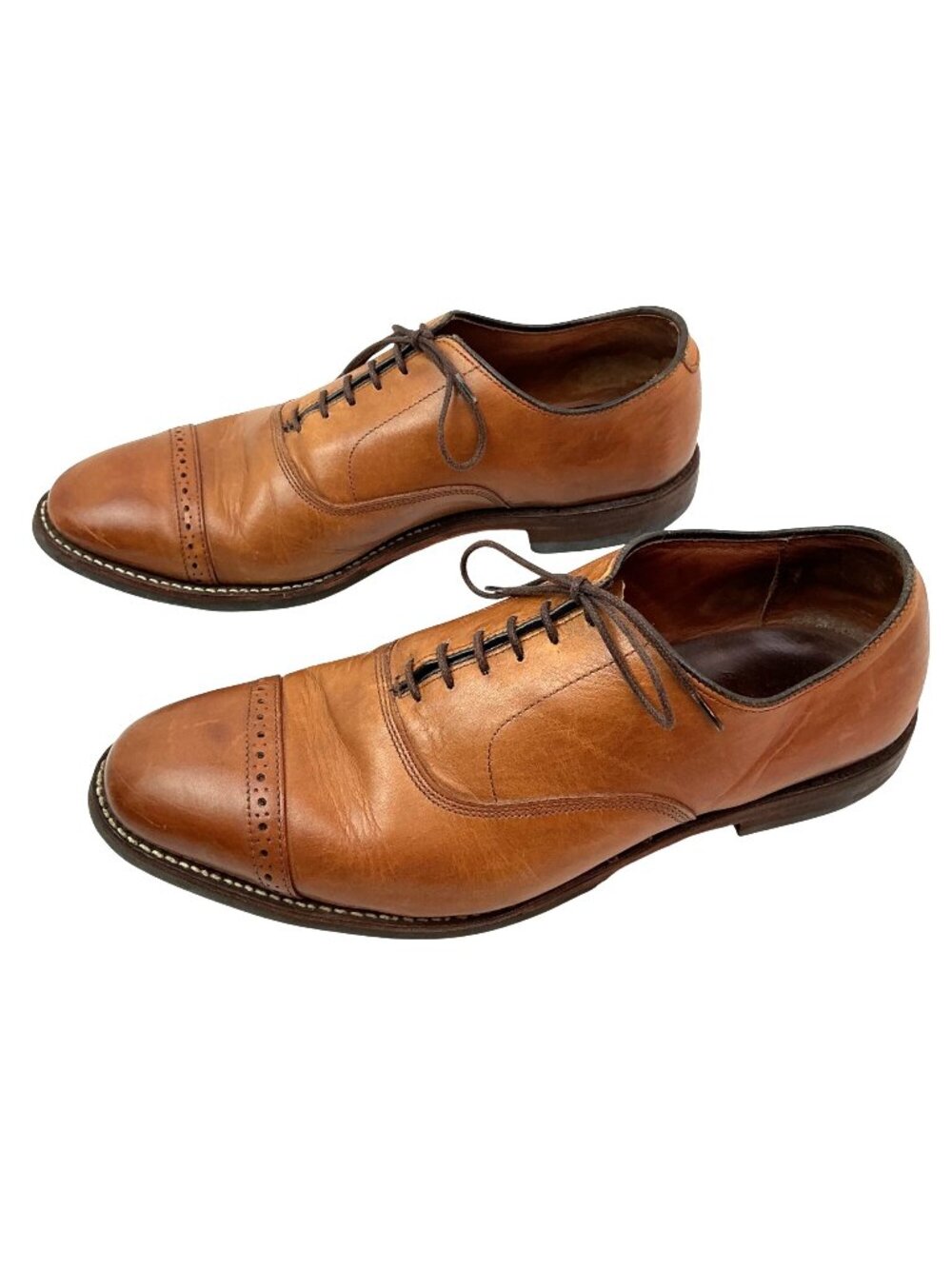 Allen Edmonds Fifth Avenue Leather Oxford Cap Toe Dress Shoes Mens 10 Cognac